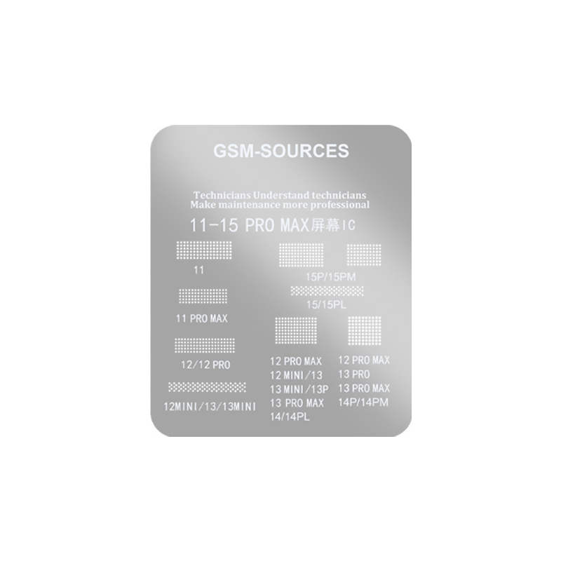 GSM-SOURCES Screen IC Polishing Reballing Protective Stencil for IP 11-15 Series